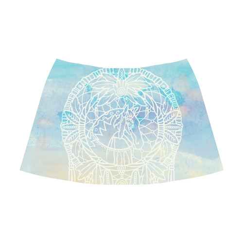 Indians Dreamcatcher HORSE Watercolor Painting Mnemosyne Women's Crepe Skirt (Model D16)