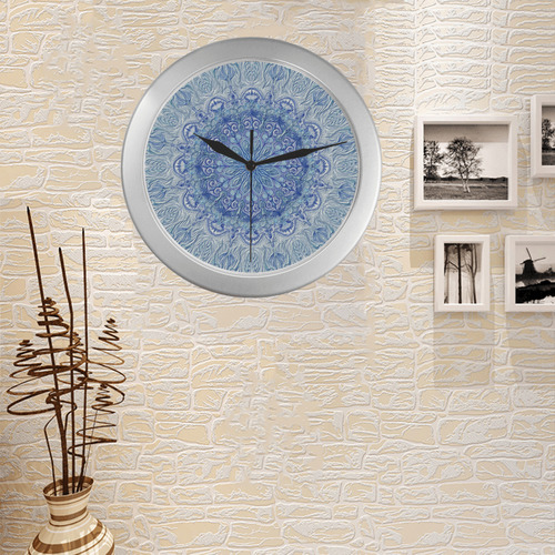 mandala1- 5 Silver Color Wall Clock