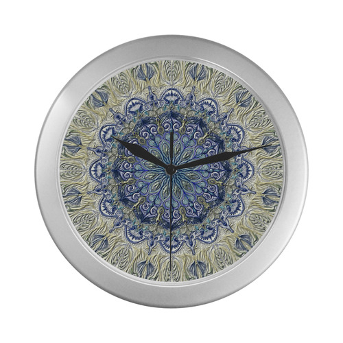 mandala1-2 Silver Color Wall Clock