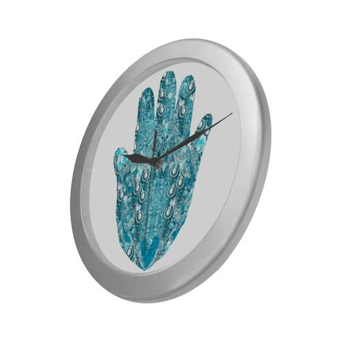 hamsa bijoux 2 turquoise Silver Color Wall Clock