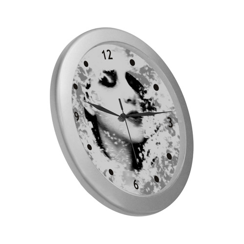 Dreaming Girl - Grunge Style Black White Silver Color Wall Clock