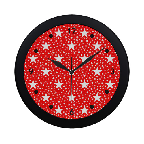 Different Size Stars seamless pattern white Circular Plastic Wall clock