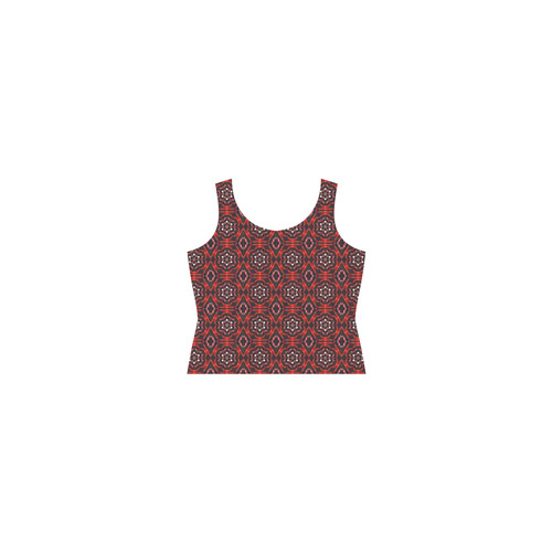 Red Geometric Pattern Sleeveless Splicing Shift Dress(Model D17)