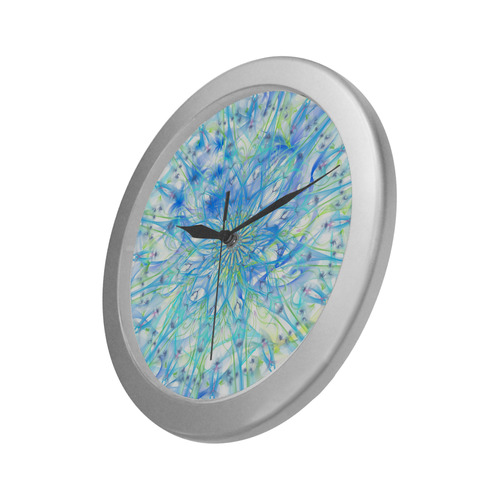 orchids 7 Silver Color Wall Clock