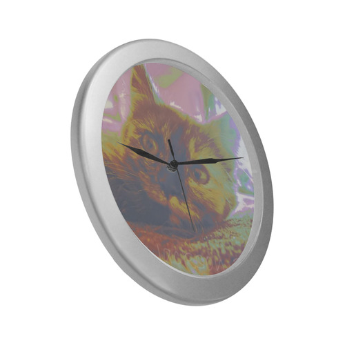 fluffy2 Silver Color Wall Clock