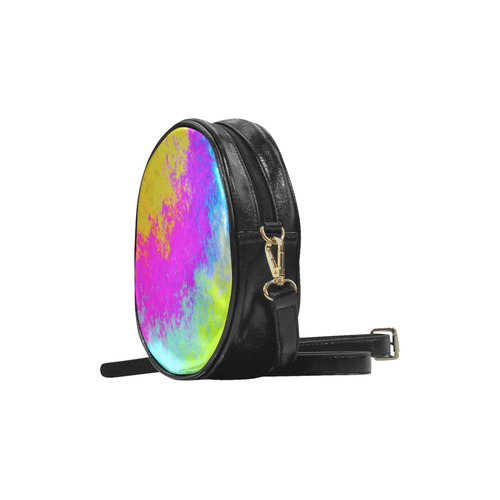 Grunge Radial Gradients Red Yellow Pink Cyan Green Round Sling Bag (Model 1647)