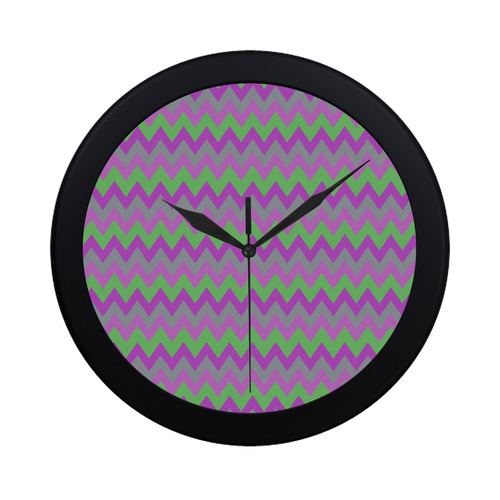 green pink purple chevron Circular Plastic Wall clock