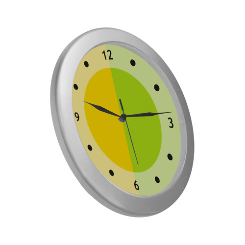 Only two Colors: Sun Yellow - Spring Green Silver Color Wall Clock