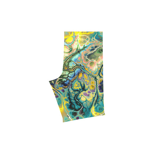 Flower Power Fractal Batik Teal Yellow Blue Salmon Men's Swim Trunk (Model L21)