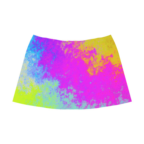 Grunge Radial Gradients Red Yellow Pink Cyan Green Mnemosyne Women's Crepe Skirt (Model D16)