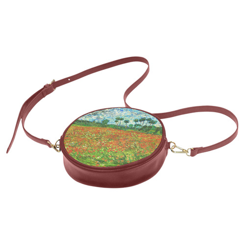 Vincent Van Gogh Field With Red Poppies Round Sling Bag (Model 1647)