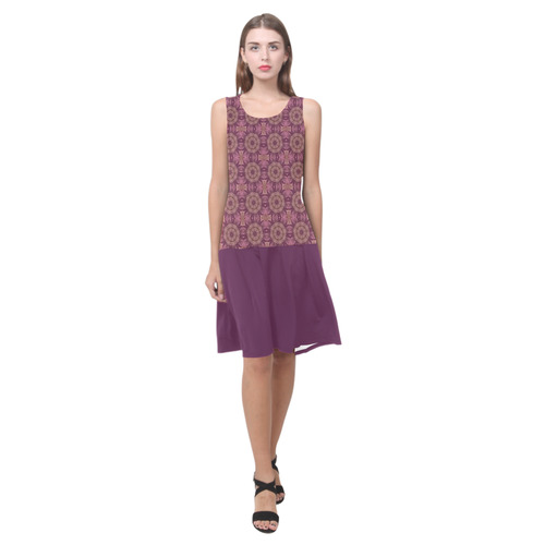 Mauve Doily and Wild Berry Sleeveless Splicing Shift Dress(Model D17)