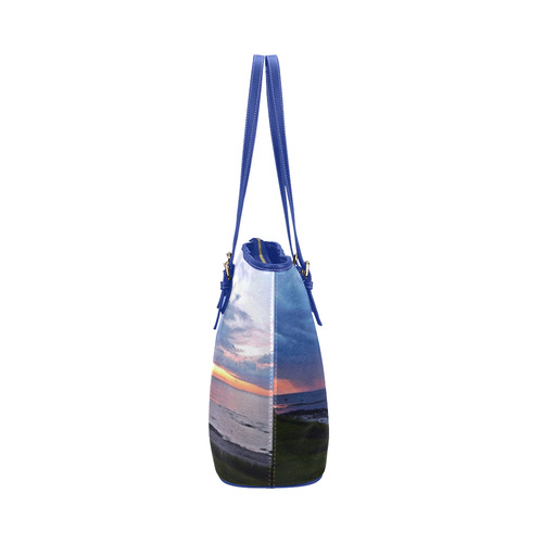 Sunset RainStorm Leather Tote Bag/Large (Model 1651)