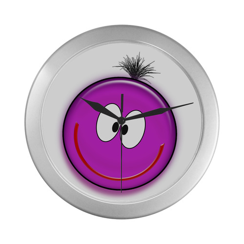 purple smile Silver Color Wall Clock