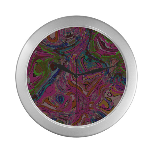 colorful abstract Silver Color Wall Clock