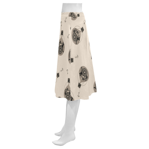 Steampunk Sepia Balloons Mnemosyne Women's Crepe Skirt (Model D16)