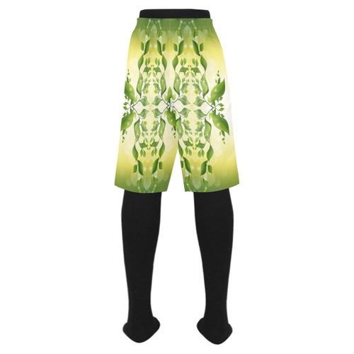 MAGIC LEAVES Kaleidoscope green yellow Men's Swim Trunk (Model L21)