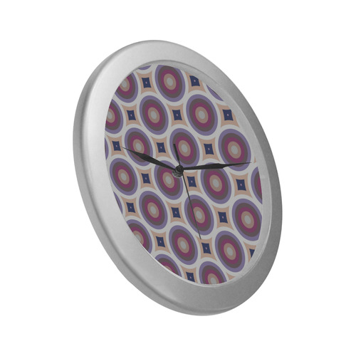 purple circles Silver Color Wall Clock