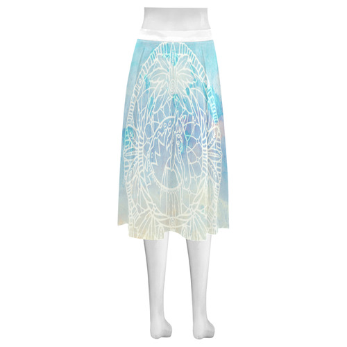 Indians Dreamcatcher HORSE Watercolor Painting Mnemosyne Women's Crepe Skirt (Model D16)