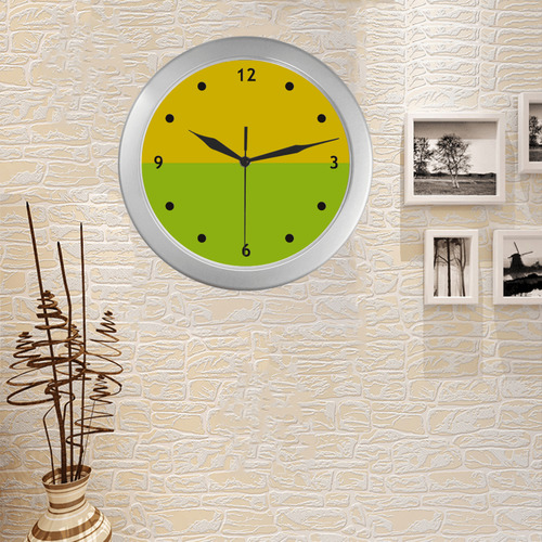 Only two Colors: Sun Yellow - Spring Green Silver Color Wall Clock