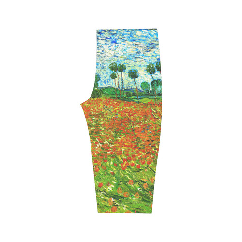 Vincent Van Gogh Field With Red Poppies Hestia Cropped Leggings (Model L03)