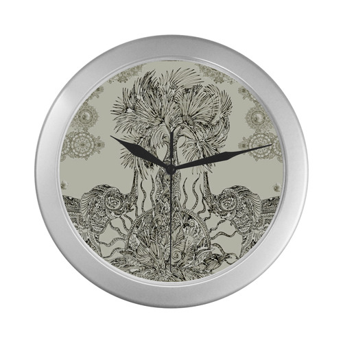 indes 3-2 offwhite Silver Color Wall Clock