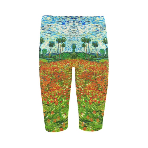 Vincent Van Gogh Field With Red Poppies Hestia Cropped Leggings (Model L03)