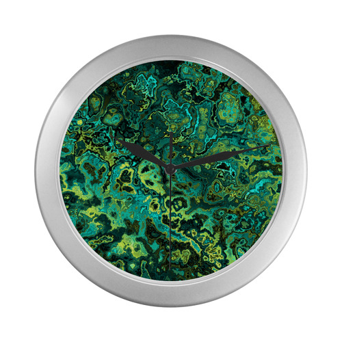 greens abstract Silver Color Wall Clock