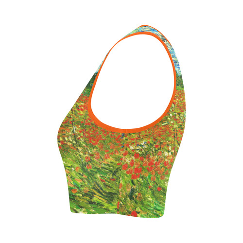 Vincent Van Gogh Field With Red Poppies Women's Crop Top (Model T42)