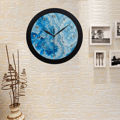 Blue Aqua Geode Nature Fine Art Circular Plastic Wall clock