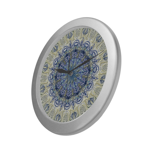 mandala1-2 Silver Color Wall Clock