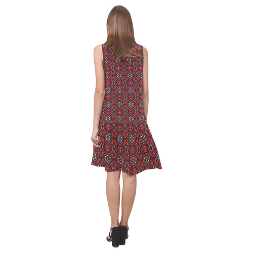 Red Geometric Pattern Sleeveless Splicing Shift Dress(Model D17)