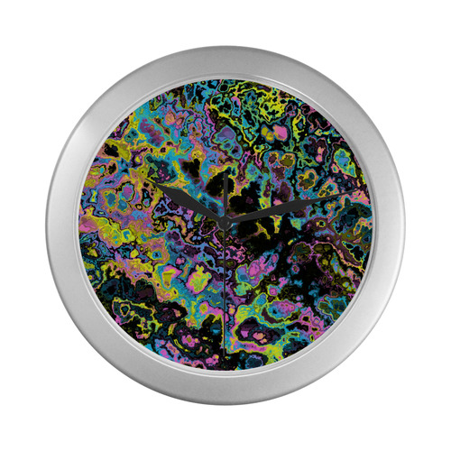 rainbow acid Silver Color Wall Clock