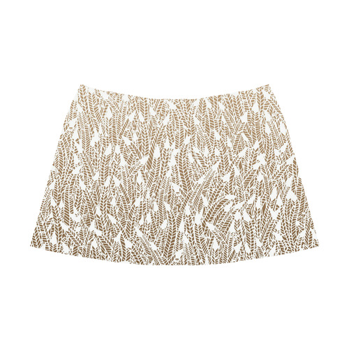 brown ombre feathers pattern white Mnemosyne Women's Crepe Skirt (Model D16)