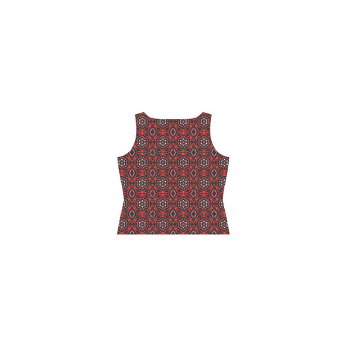 Red Geometric Pattern Sleeveless Splicing Shift Dress(Model D17)