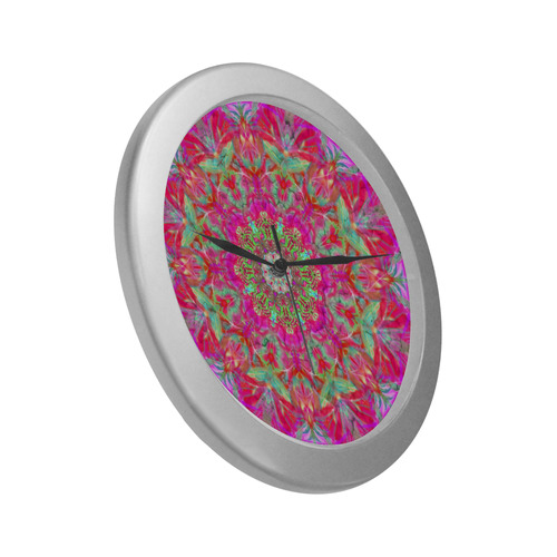 plume 7 Silver Color Wall Clock