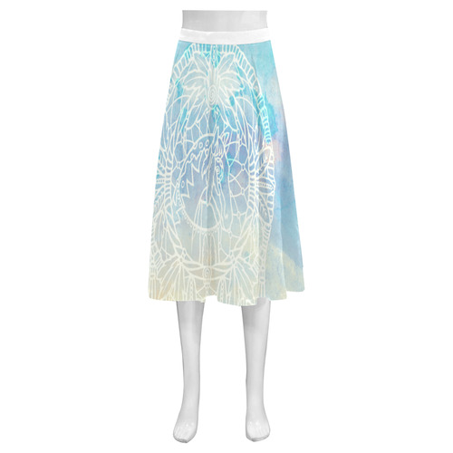 Indians Dreamcatcher HORSE Watercolor Painting Mnemosyne Women's Crepe Skirt (Model D16)