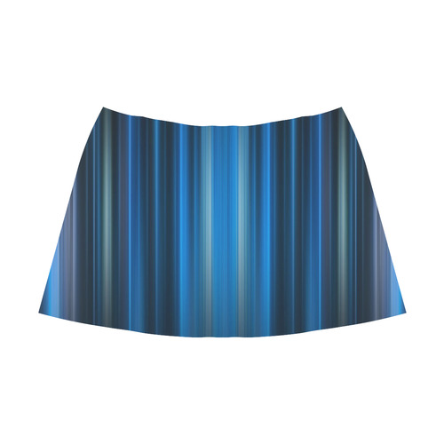 Brillant Blue Black Vertical Stripes Mnemosyne Women's Crepe Skirt (Model D16)