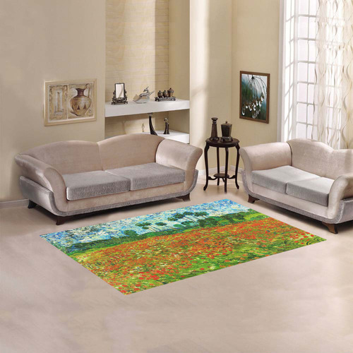 Vincent Van Gogh Field With Red Poppies Area Rug 5'x3'3''