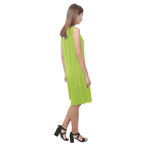 Lime Sleeveless Splicing Shift Dress(Model D17)