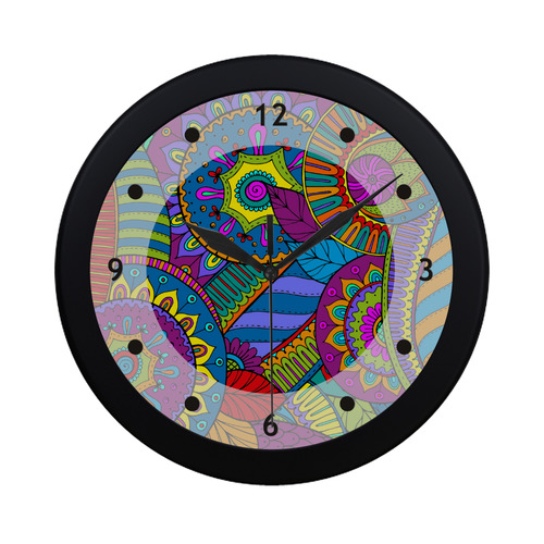Pop Art PAISLEY Ornaments Pattern multicolored Circular Plastic Wall clock
