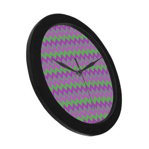 green pink purple chevron Circular Plastic Wall clock