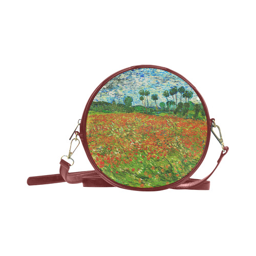 Vincent Van Gogh Field With Red Poppies Round Sling Bag (Model 1647)