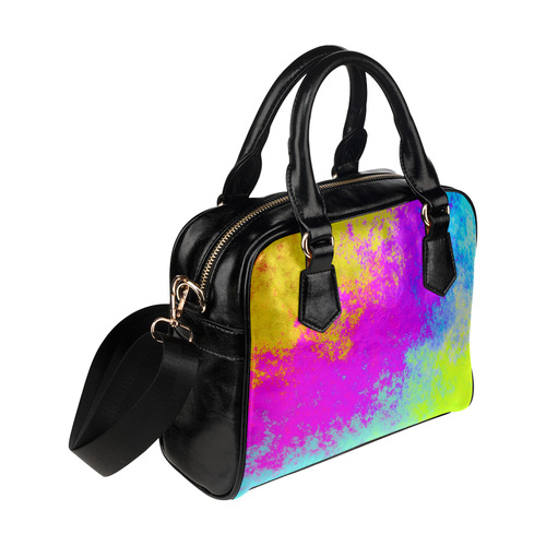 Grunge Radial Gradients Red Yellow Pink Cyan Green Shoulder Handbag (Model 1634)