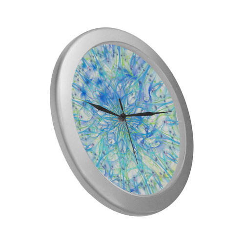 orchids 7 Silver Color Wall Clock