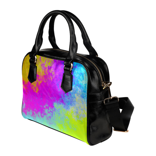 Grunge Radial Gradients Red Yellow Pink Cyan Green Shoulder Handbag (Model 1634)