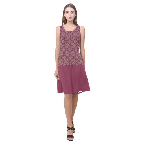 Mauve Doily and Anemone Sleeveless Splicing Shift Dress(Model D17)