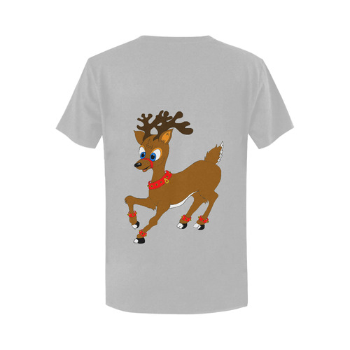 Christmas Reindeer Grey Women's T-Shirt in USA Size (Two Sides Printing)