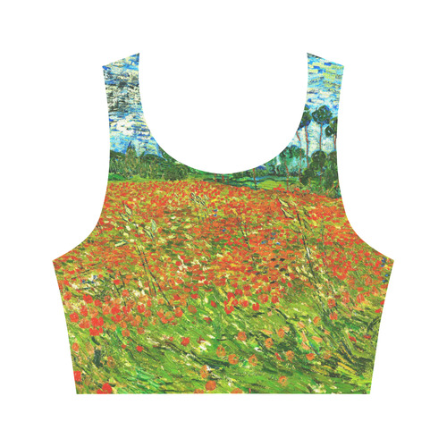 Vincent Van Gogh Field With Red Poppies Women's Crop Top (Model T42)