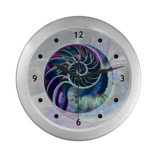 Wonderful Iridescent SHELL SNAIL Silver Color Wall Clock